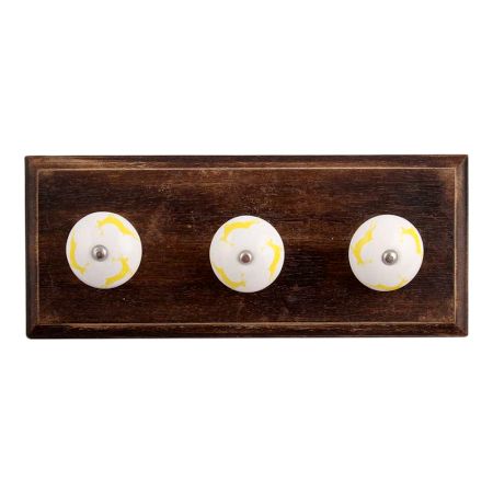 Yellow Running Rein Deer Pattern Ceramic Wooden Hooks